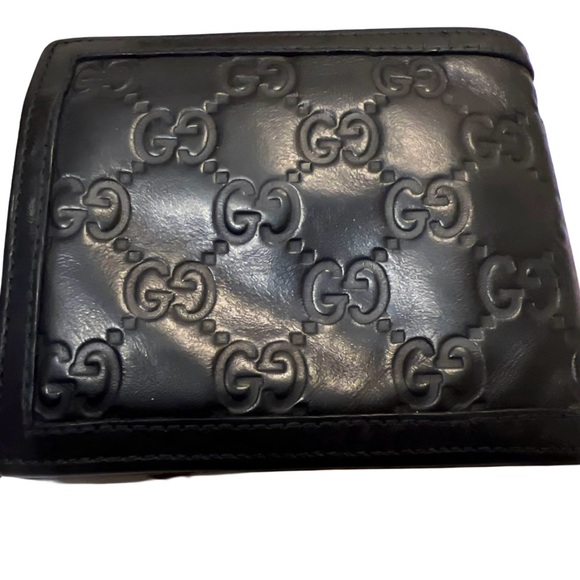 Authentic Gucci Black Leather Guccissima Web Bifold Wallet - Picture 2 of 11
